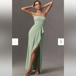 Elegant Strapless Green Dress